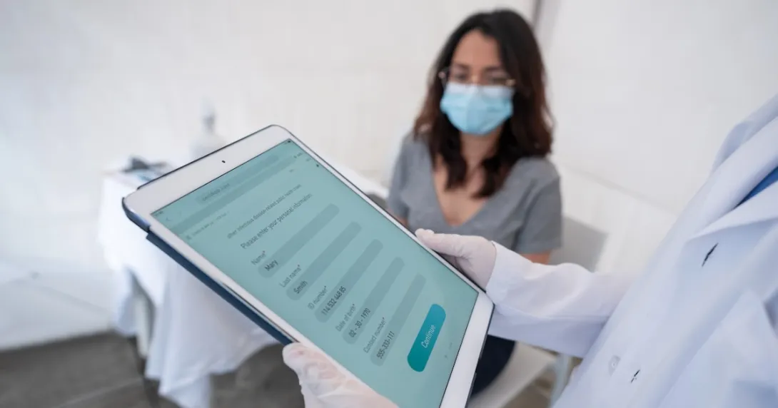 A patient being registered into a digital database A patient being registered into a digital database