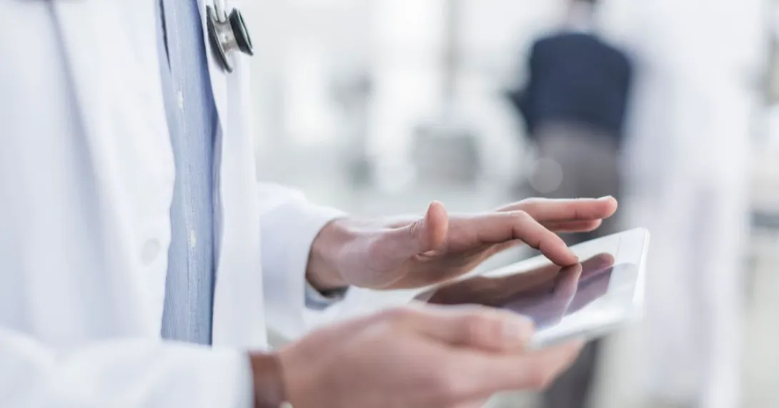 Healthcare provider using a tablet